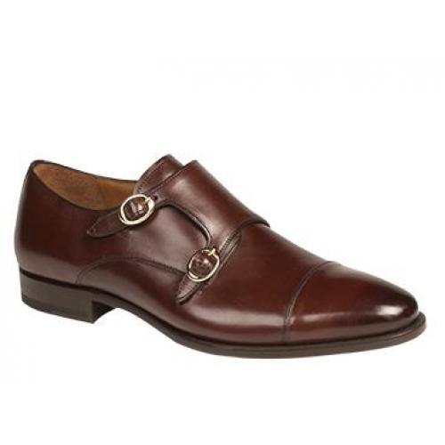 Mezlan "Rosales" 6172 Brown Genuine British Calfskin Cap Toe With Double Monk Strap Loafer